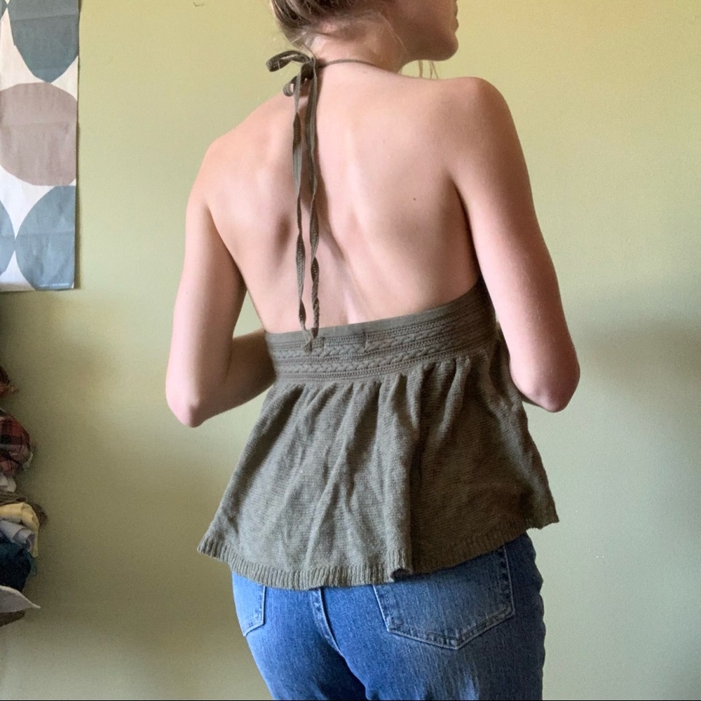 Crochet knit halter top 90s y2k
